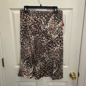 lovestitch Leopard-Print Midi Skirt - Brown & Cream